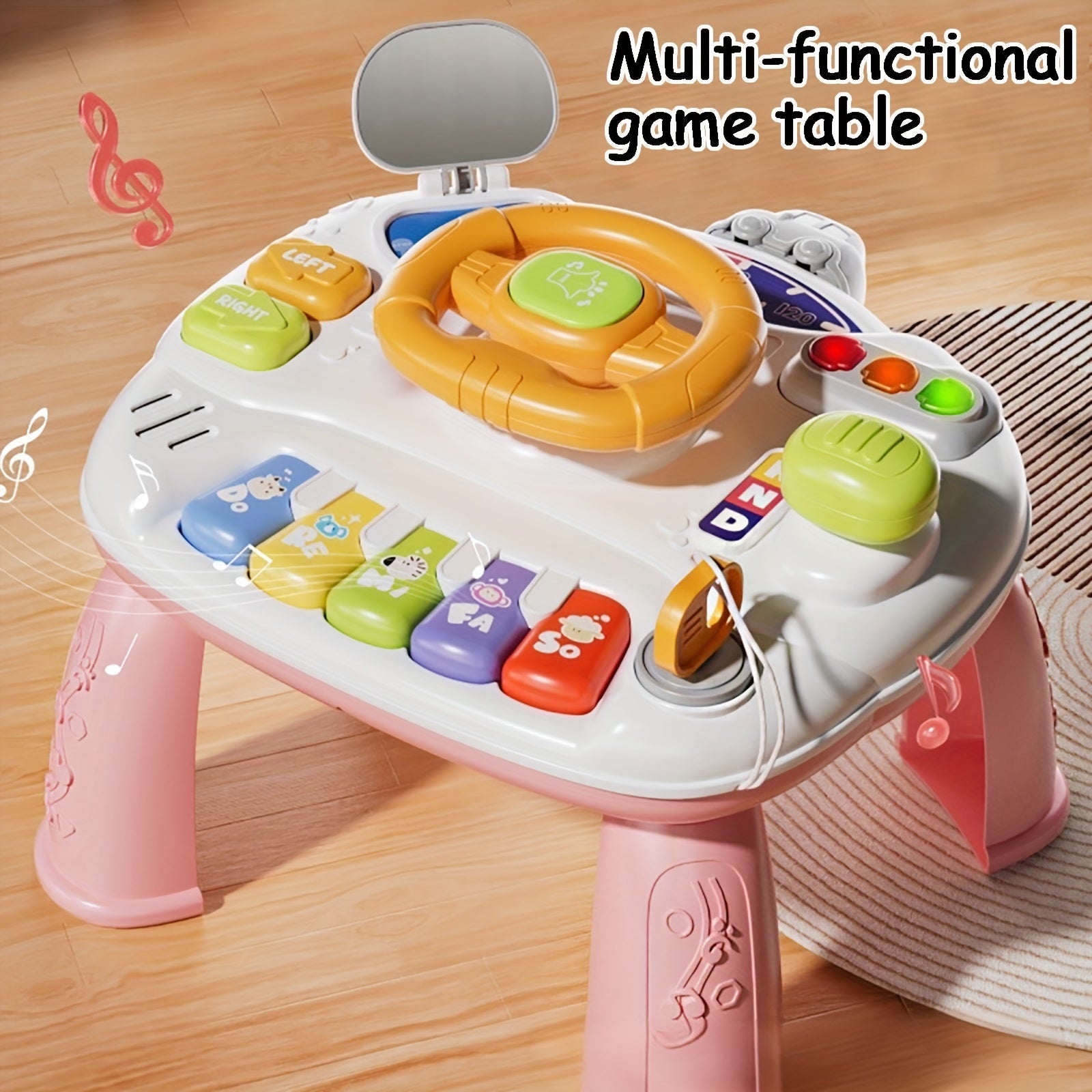 Kids Car Steering Wheel Toy with Music & Educational Activities