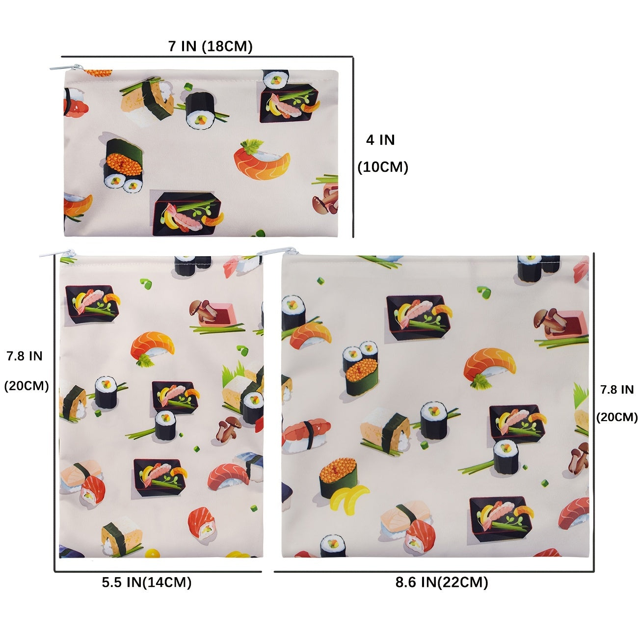 3 PCS Reusable Snack Bags Baby Food Pouches Sandwich Lunch Bags