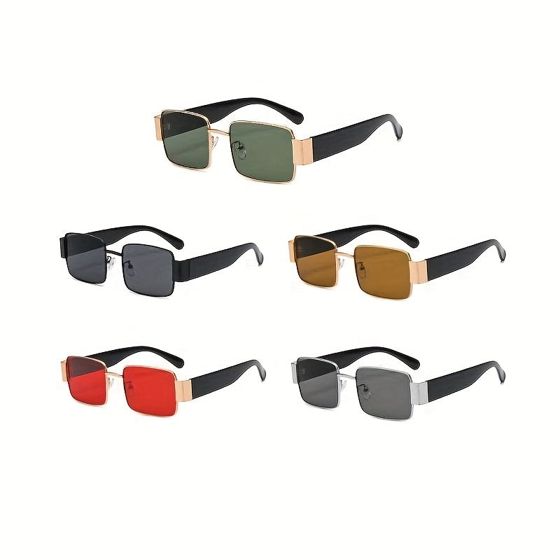 Rectangle Sunglasses Gradient Metal Vintage Eyewear For Women