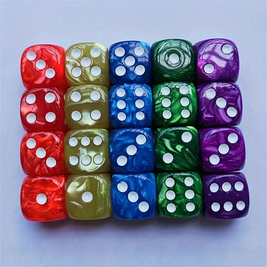 20 Pieces 16mm Colored Acrylic Dice Set for Club Party Home Games