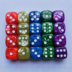 20 Pieces 16mm Colored Acrylic Dice Set for Club Party Home Games