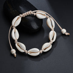Shell Beads Bracelet Boho Style Adjustable Braided Summer Beach Jewelry