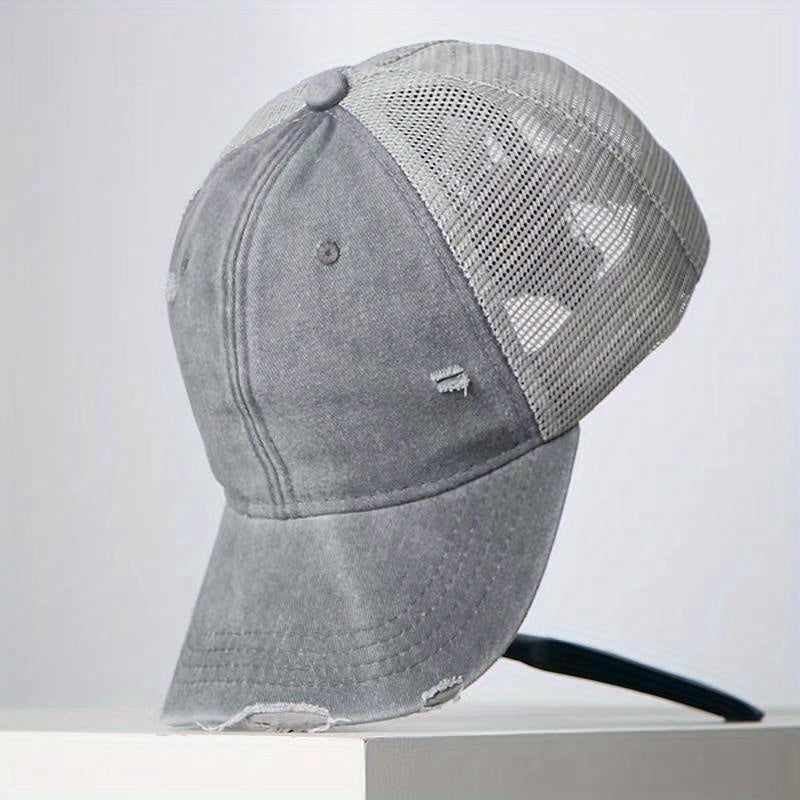 Vintage Distressed Washed Cap Mesh Board Hat for Boys Girls