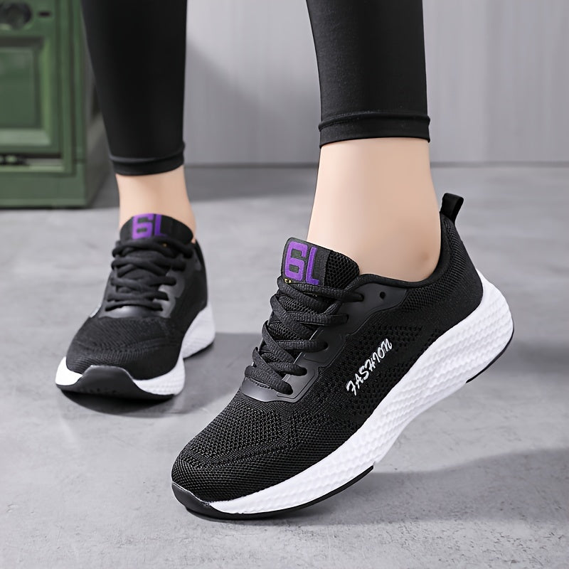 Women's Letter Graphic Slip-on Sneakers Soft Sole Breathable Mesh Shoes