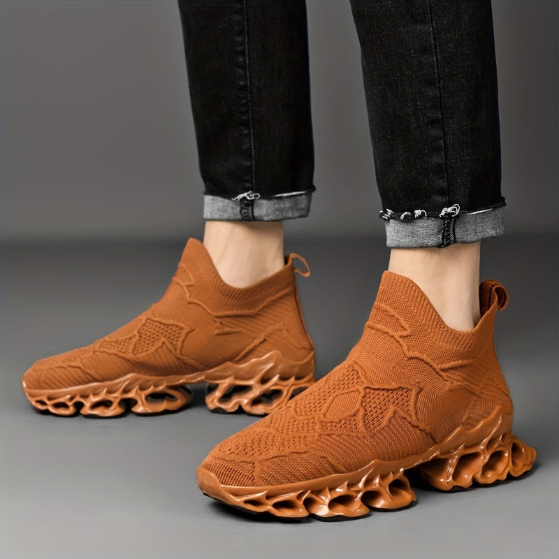 Breathable Woven Knit Running Shoes for Men Lightweight Shock Absorbing Non Slip