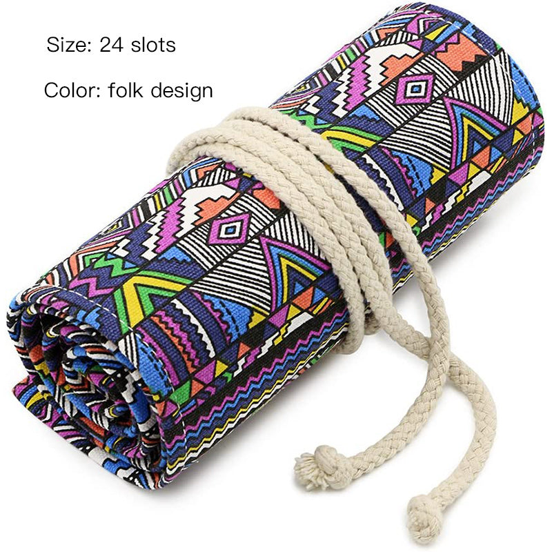 Canvas Pencil Bag with 72 Slots, Back to School Essential