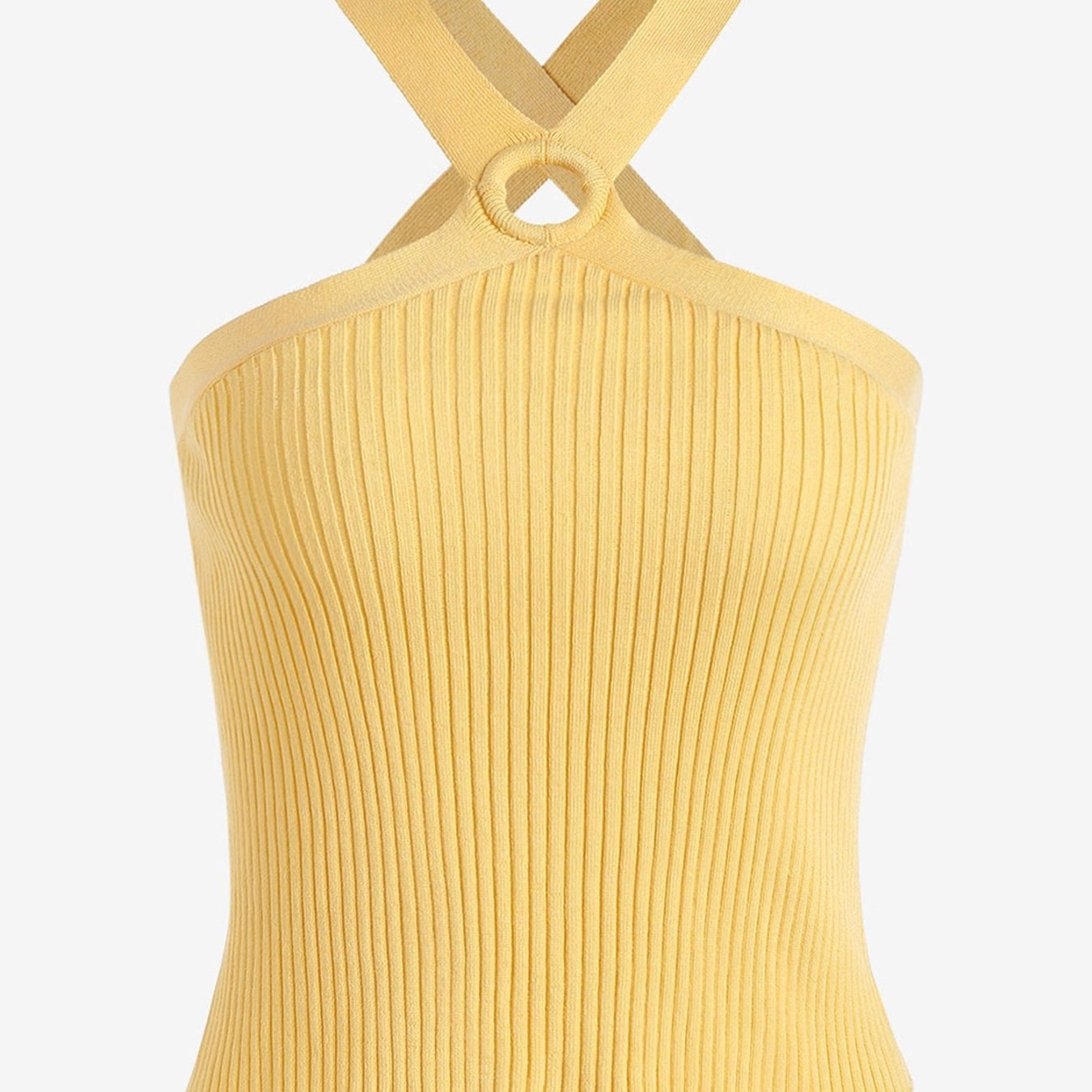 Ribbed Criss Cross Tank Top Sleeveless Slip Women's Lingerie