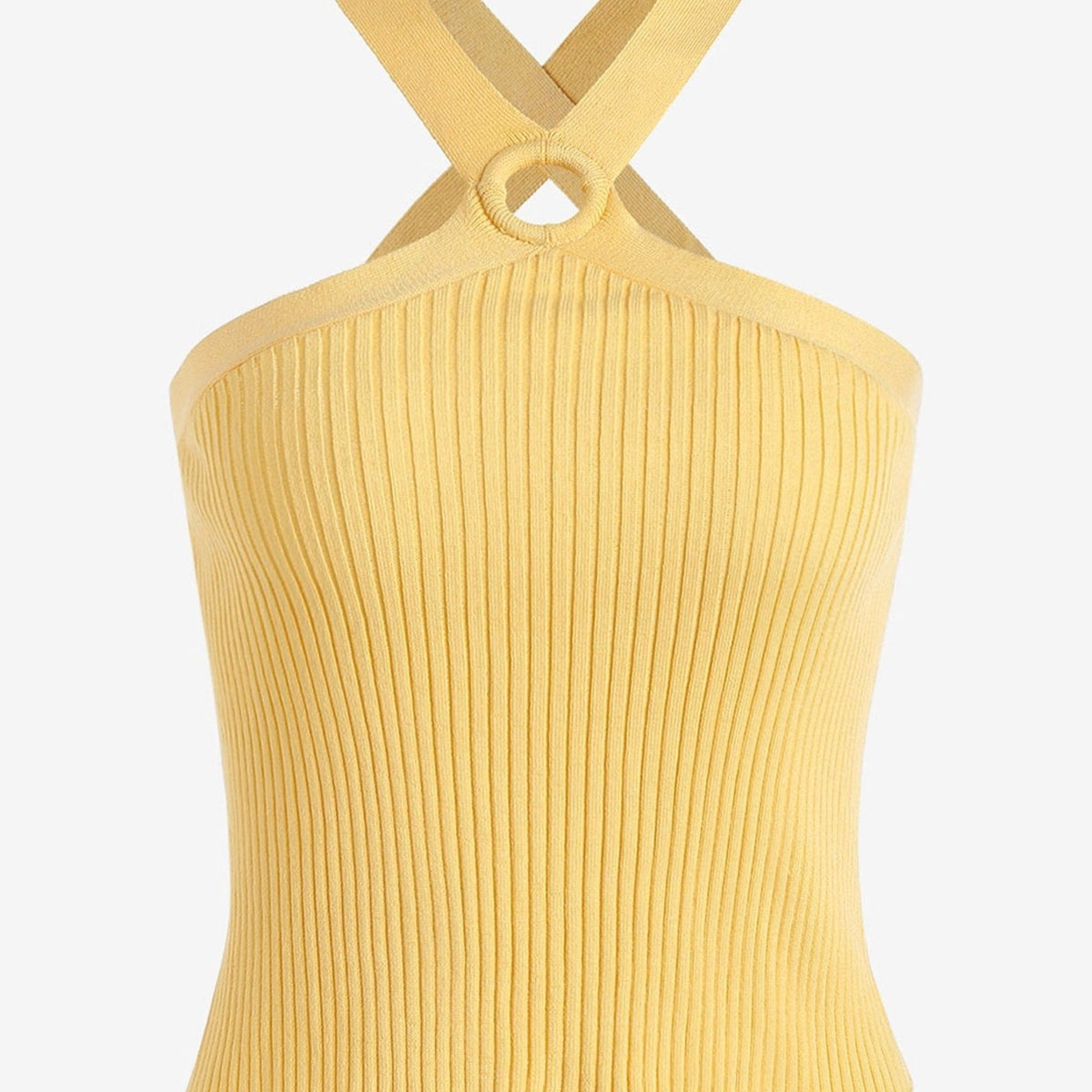 Ribbed Criss Cross Tank Top Sleeveless Slip Women's Lingerie