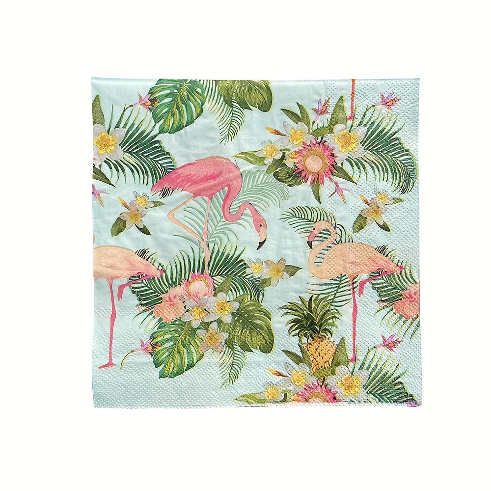 20pcs Animal Print Summer Party Napkins Square Wood Pulp Tissue Paper
