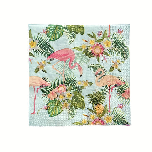 20pcs Animal Print Summer Party Napkins Square Wood Pulp Tissue Paper