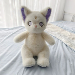 Soft Fluffy Witch Cat Plush Doll Magical Kitten Toy with Pastel Colors