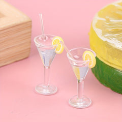 2pcs Dollhouse Lemon Juice Drinks Mini Scene Accessories