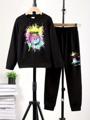 Boy's GAME START 2pc Sweatshirt & Sweatpants Set Paint Splash Gamepad