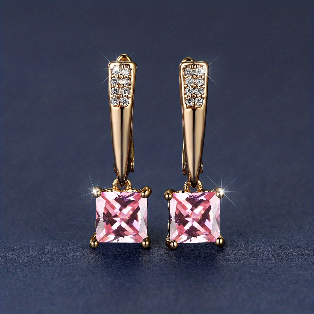 Emerald Earrings 18K Plated Ornament For Women Daily Decor Jewelry