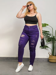  Ripped Button Fly Medium Stretch Skinny Jeans