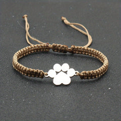 Adjustable Stainless Steel Dog Paw Bracelet for Men