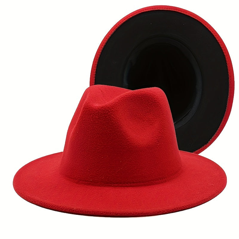 Double Sided Felt Jazz Hat Solid Warm Cowboy Hat