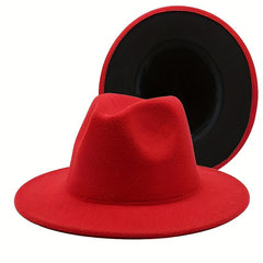 Double Sided Felt Jazz Hat Solid Warm Cowboy Hat