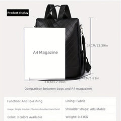 Rhombus Embossed Backpack Purse Anti-theft School Bag
