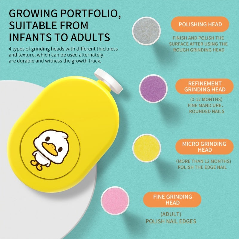 Ergonomic Nail Clipper Set with 4 Grinding Heads for Infants Adults Hands & Toes