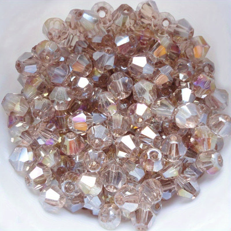 4mm Double Cone Crystal Rhombus Glass Beads DIY Beaded Bracelet Necklace