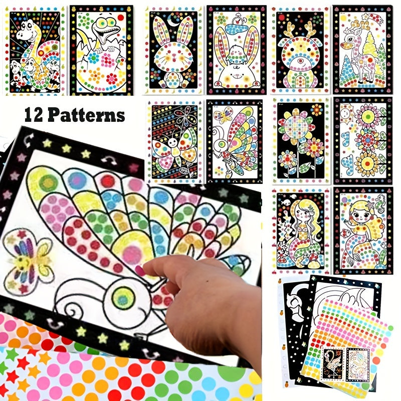 24pcs Fun Puzzle Dot Stickers Set for Children's Art & Craft Kit