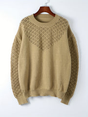  Casual Sweater Women Solid Long Sleeve Drop Shoulder Knit Jumper