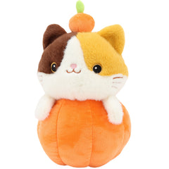 XL Pumpkin Cat Plush Toy Halloween Soft Stuffed Kitten Fluffy Body Plush Animal