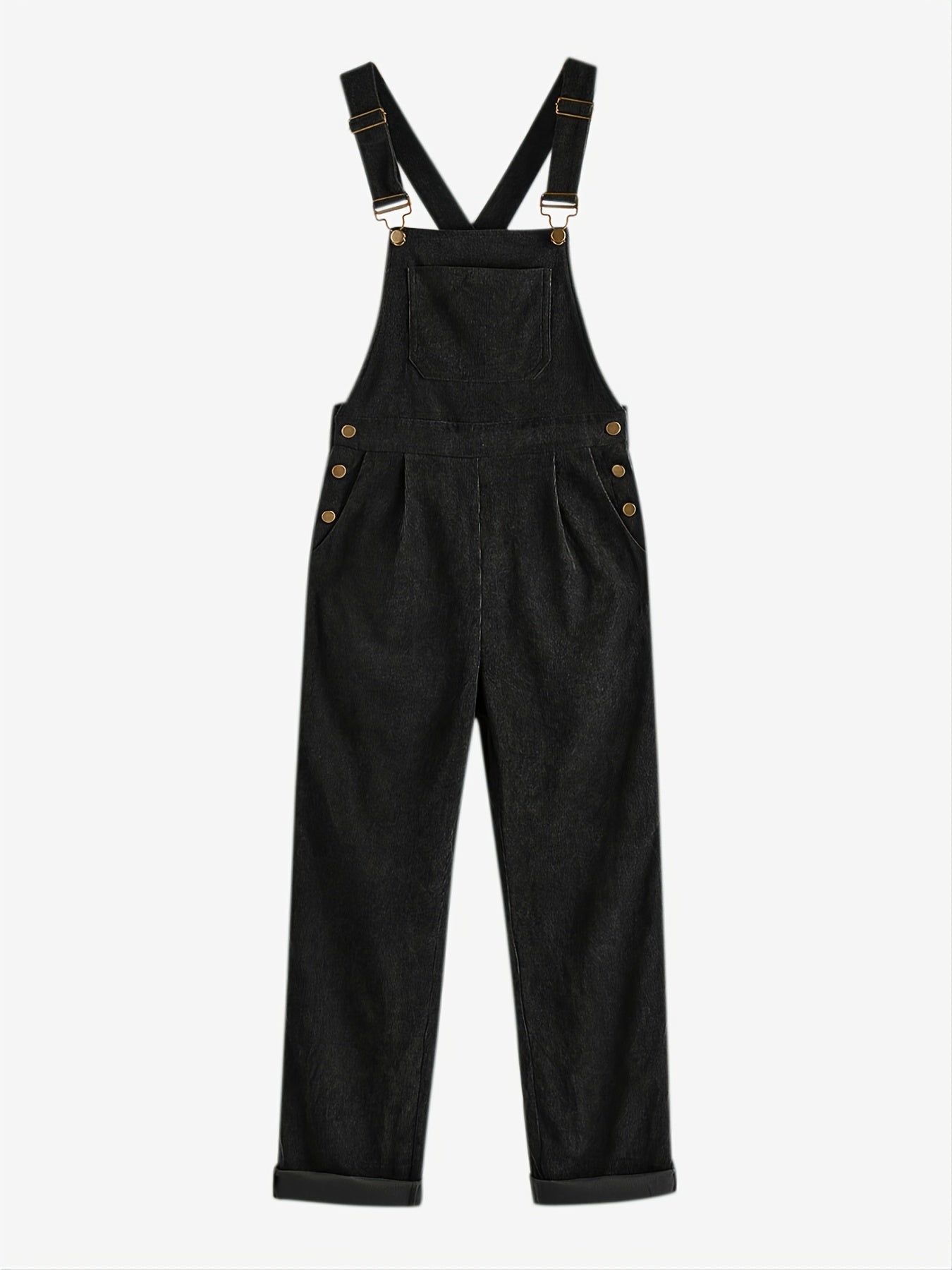 Casual Corduroy Criss Cross Jumpsuit Solid Pocket Loose Jumpsuit