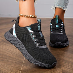 Women's Shockproof Lace Up Running Shoes Breathable Mesh Outdoor Sneakers