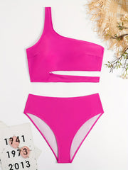  One Shoulder Cut Out Bikini Set