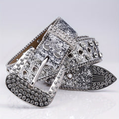 Men's Faux Diamond Leather Belt for Jeans Trousers