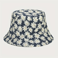 Daisy Print Reversible Bucket Hat Small Chrysanthemum Print