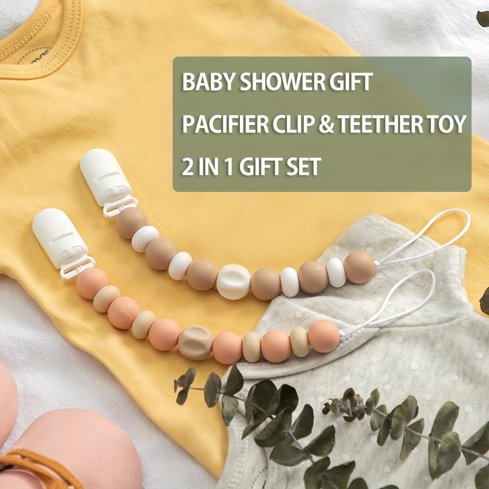 Baby Pacifier Clips Set Silicone Beads Nipple Holder Teething Toys