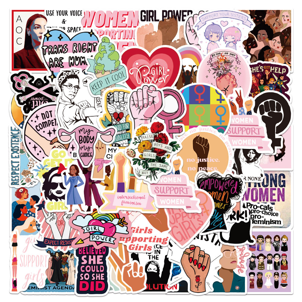 51Pcs Feminist Waterproof Vinyl Decal Laptop Helmet Hats Water Bott Stickers