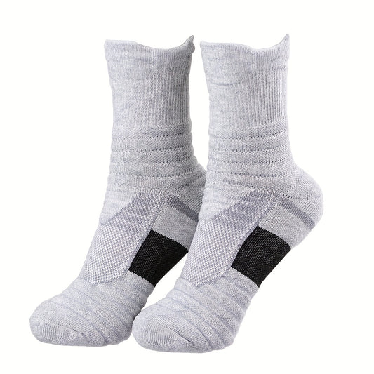 3pairs Thickened Mid calf Basketball Socks Men's Cotton Anti odor Sports Socks