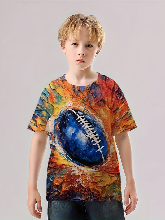 Rugby 3D Print T Shirt for Boys Summer Tops
