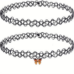2pcs Butterfly Cherry Pendant Choker Necklaces for Women Girls Teens
