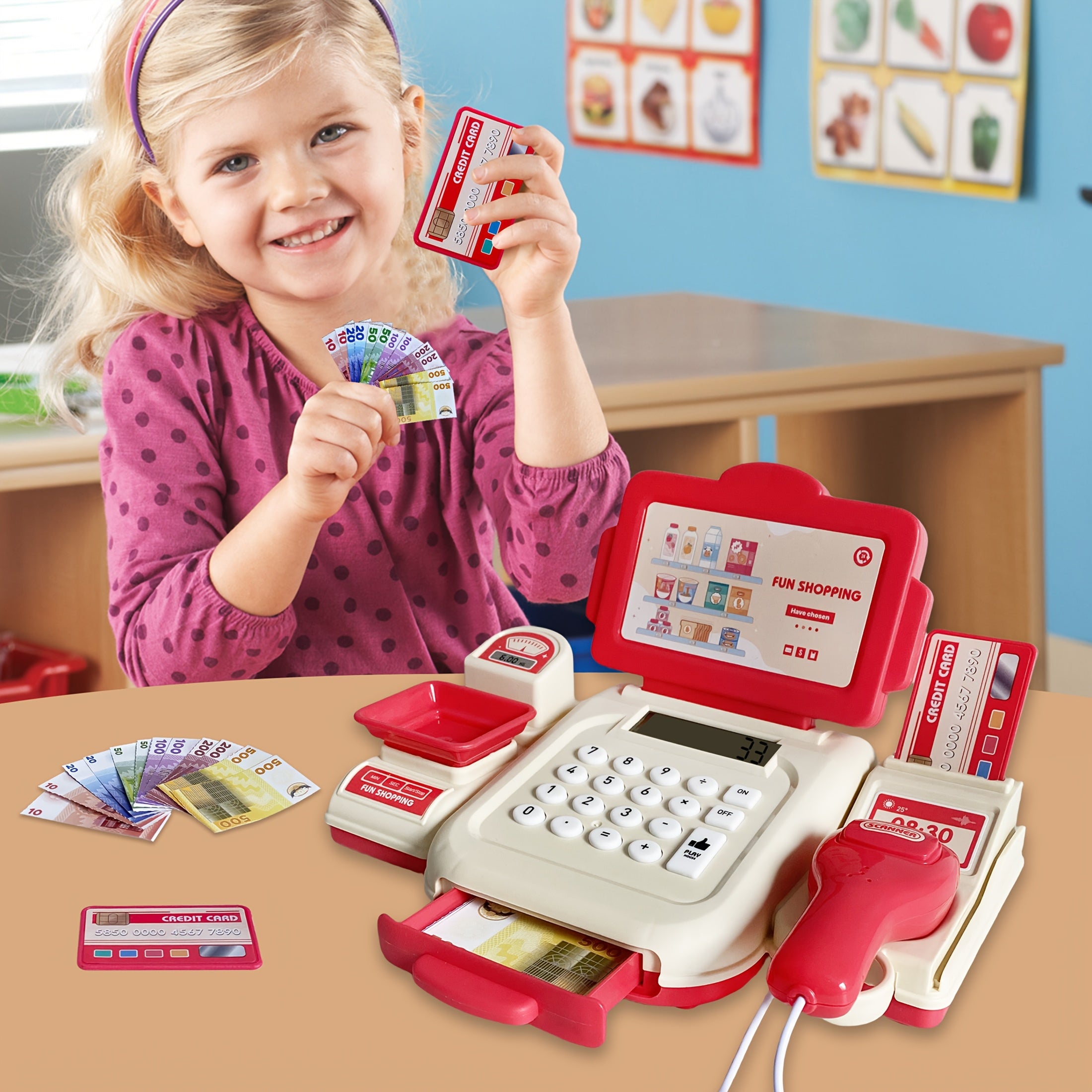 Kids Playset with Scanner Computer and Weighing Features