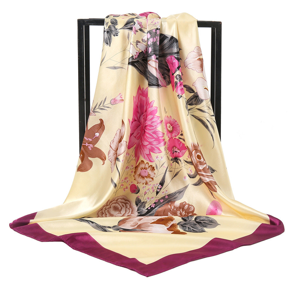 Satin Square Scarf Silk Large Neckerchief Accessory