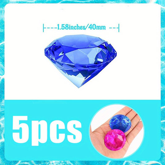 5 Diving Gemstone Pool Toys Set - Summer Swimming Party Love Underwater