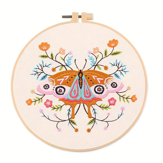 Embroidery Starter Kit for Adults - DIY Animal Butterfly Fox Deer Cross Stitch