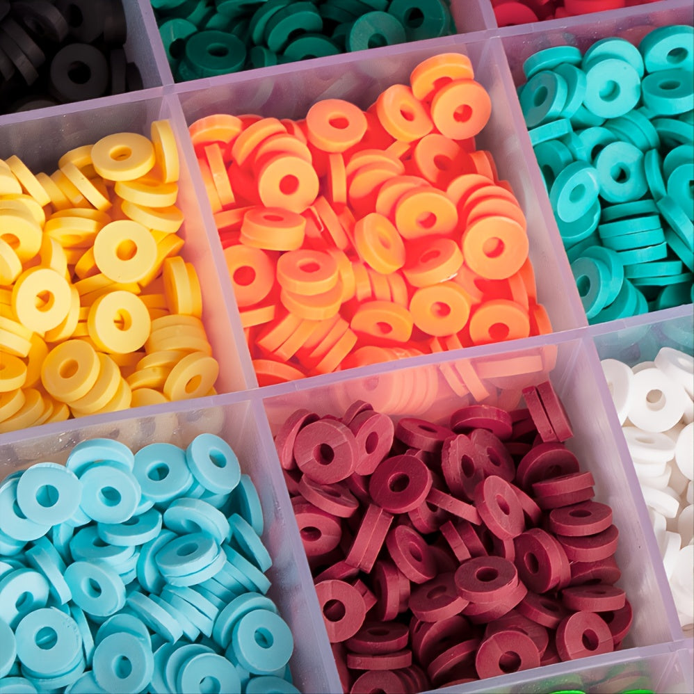 4500pcs Flat Round Spacer Clay Beads Bracelets Earrings DIY Kit