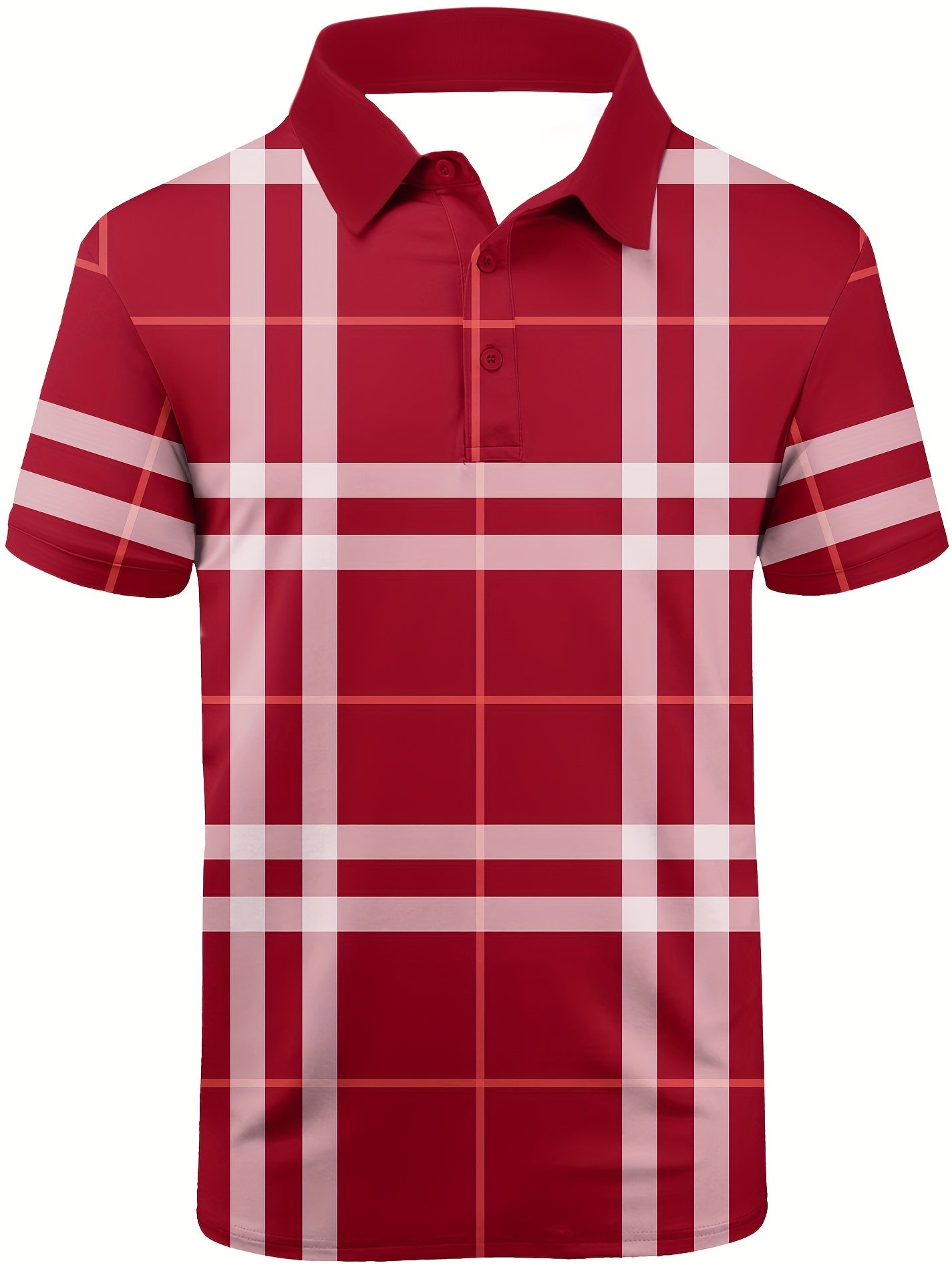 Men's Plaid Polo Shirt for Golfing