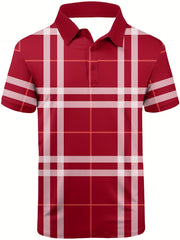 Men's Plaid Polo Shirt for Golfing
