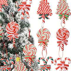 Christmas Lollipop Ornaments Set, Polymer Clay Candy Cane Hanging Decor