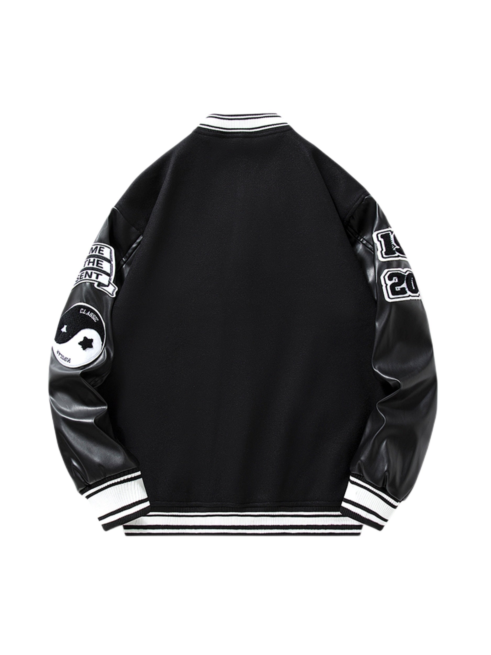Varsity PU Jacket Men's Vintage Style Letter Print