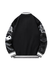 Varsity PU Jacket Men's Vintage Style Letter Print