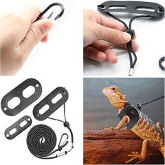 Adjustable Leather Lizard Reptiles Harness Leash Set