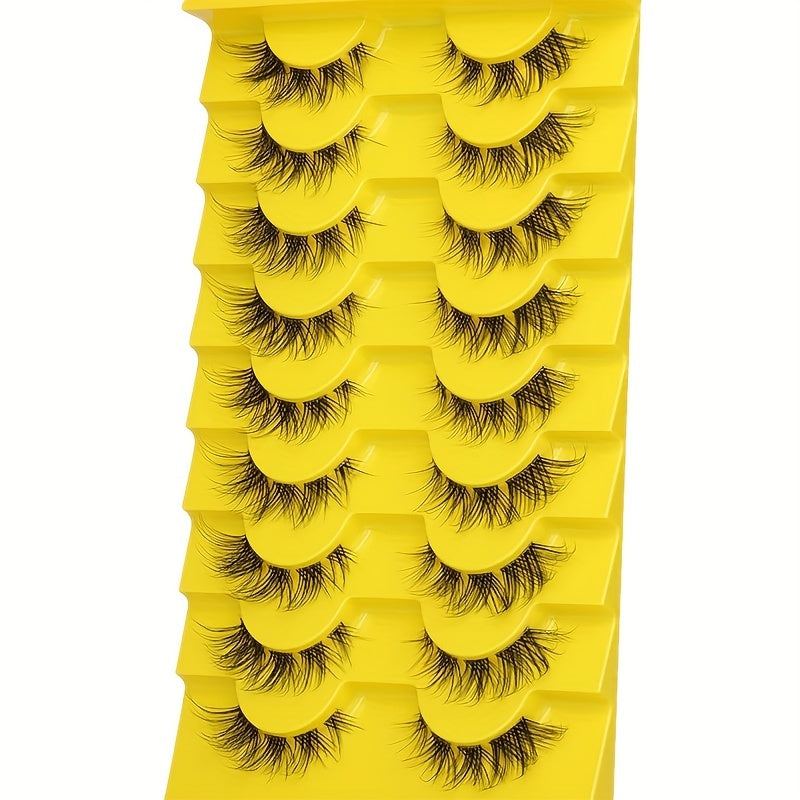 10 Pairs Fluffy Wispy Cat Eye Lashes Natural Cluster False Eyelashes